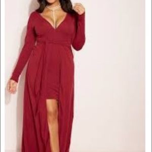 Rebdolls Deep V Dress with Train